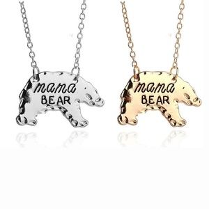 Mama Bear Pendant Necklace Gold Tone Silver Tone